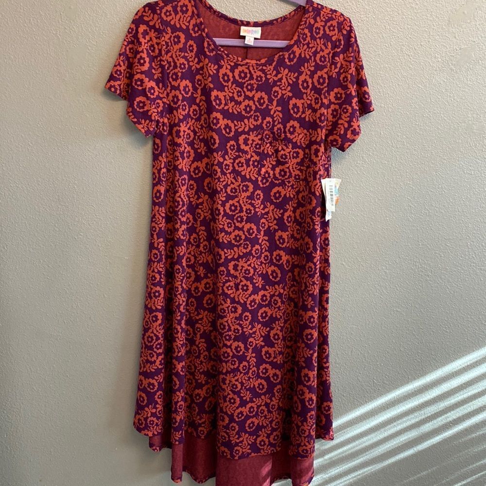 NWT- LuLaRoe- purple print Carly dress- size Small